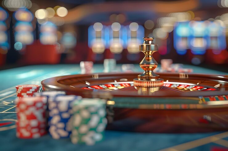 Live dealer casino table with multiple camera angles